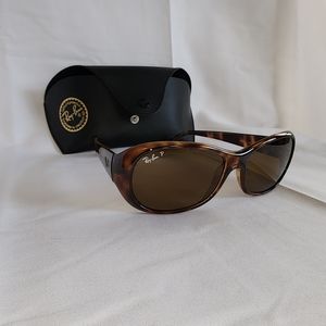 Ray-Ban Vintage Women's polarized plastic sunglasses brown oval